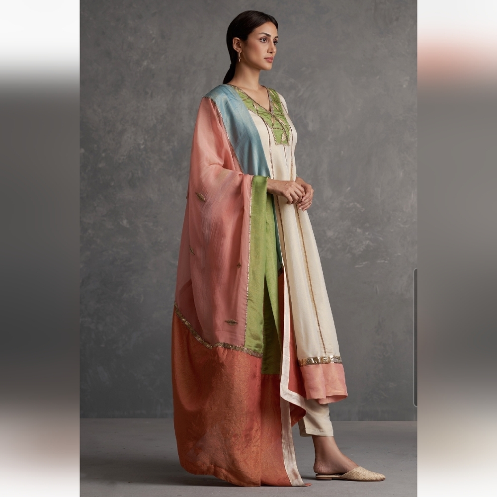 Affroz Ivory Tissue Silk Anarkali Set